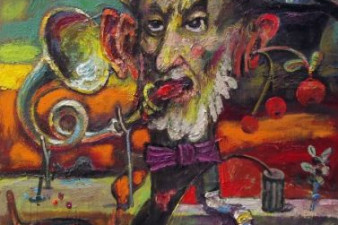 Автопортрет с трубой. 2009. Холст, масло. 85х70